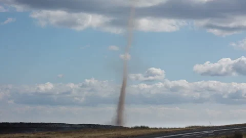 Dust Devil Swirling Above Smoldering Moorland in Brecon Beacons, Video Vidéo 344276017