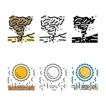 Dust devil weather natural phenomena set color icon vector Stock-Illustration