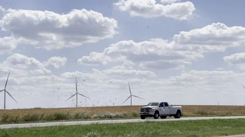 Dust Devil with Wind Turbines in Enid, Oklahoma August 18th 2022 Stock Footage 267249499