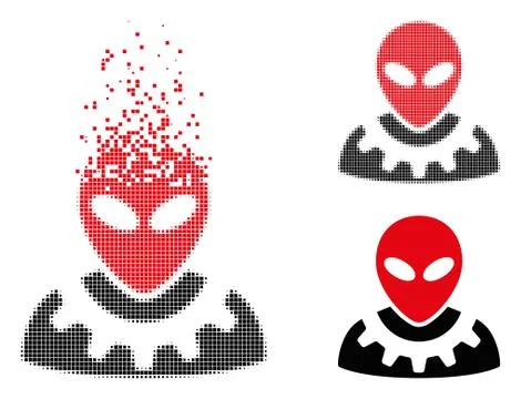 Dust Dot Halftone Alien Engineer Icon 스톡 일러스트