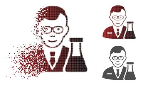 Dust Dot Halftone Chemist Icon with Face Illustrazione stock