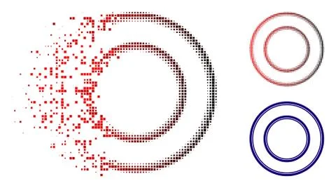 Dust Dot Halftone Double Round Frame Icon Stock Illustration