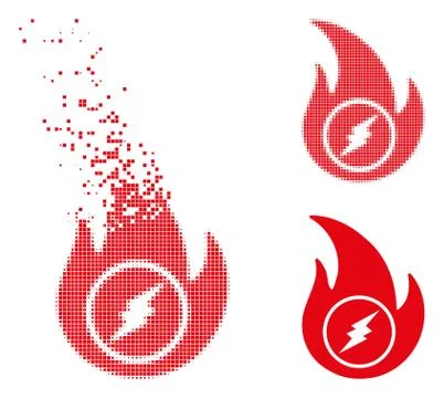 Dust Dot Halftone Electric Flame Icon Illustrazione stock