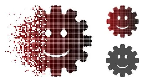 Dust Dot Halftone Gear Smile Smiley Icon 스톡 일러스트