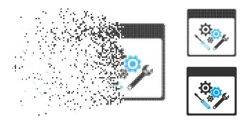 Dust Dot Halftone Gear Tools Calendar Page Icon 库存插图