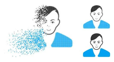 Dust Dot Halftone Guy Icon with Face 스톡 일러스트
