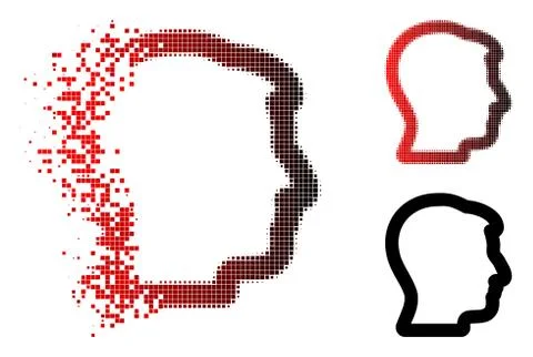Dust Dot Halftone Head Profile Icon Stock Illustration