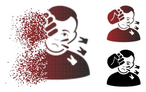 Dust Dot Halftone Head Strike Icon Stock Illustration