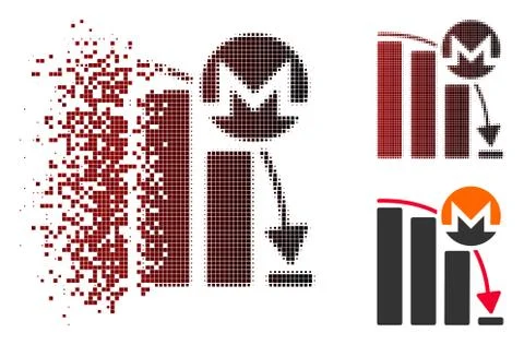 Dust Dot Halftone Monero Falling Acceleration Chart Icon 스톡 일러스트