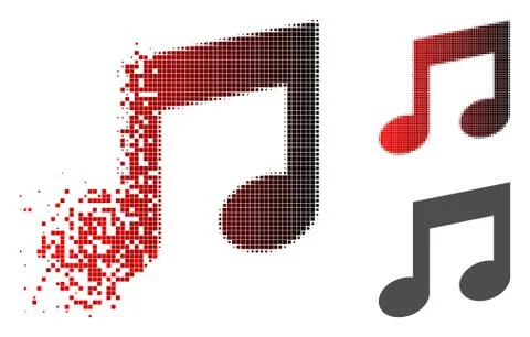 Dust Dot Halftone Music Notes Icon Stock Illustration