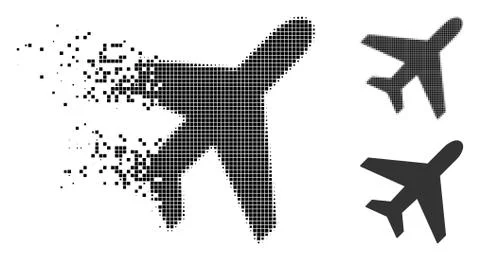 Dust Dot Halftone Plane Icon Stock Illustration