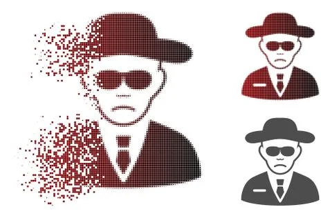 Dust Dot Halftone Security Guy Icon with Face Stock Illustration