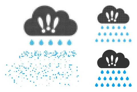 Dust Dot Halftone Thunderstorm Rain Cloud Icon Illustrazione stock