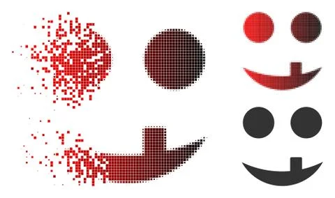 Dust Dot Halftone Tooth Smiley Icon Stock Illustration