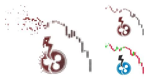 Dust Dotted Halftone Candlestick Chart Ripple Crash Icon 스톡 일러스트