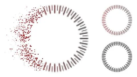 Dust Dotted Halftone Circular Ruler Icon Stock Illustration