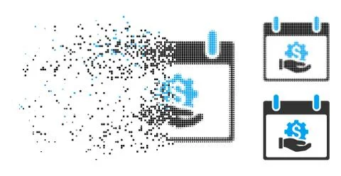 Dust Dotted Halftone Financial Development Hand Calendar Day Icon Stock Illustration