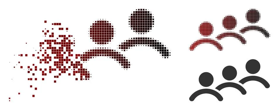 Dust Dotted Halftone Man Queue Icon Stock Illustration