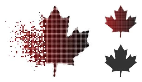 Dust Dotted Halftone Maple Leaf Icon Stock Illustration