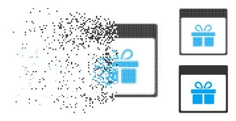 Dust Dotted Halftone Present Box Calendar Page Icon 스톡 일러스트