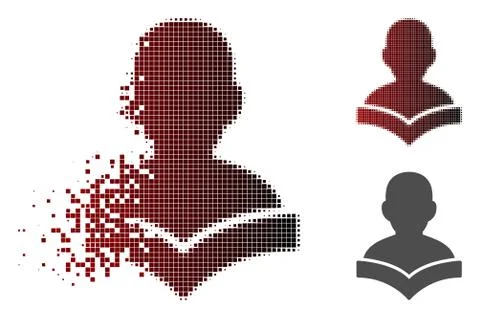 Dust Dotted Halftone Reader Student Icon Stockillustratie