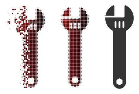 Dust Dotted Halftone Spanner Icon Stock Illustration