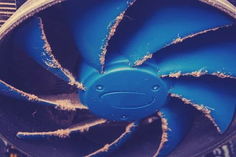 Dust that eventually settles on the computer's cooling processor. Cleaning th 写真素材