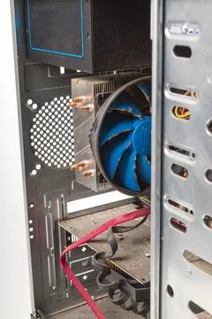 Dust that eventually settles on the computer's cooling processor. Cleaning .. 写真素材