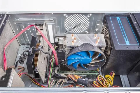 Dust that eventually settles on the computer's cooling processor. Cleaning .. Stock Photos