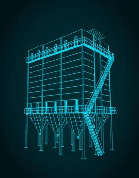 Dust extraction system blueprint Stock Illustration