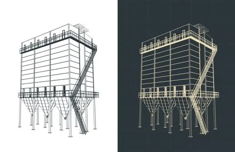 Dust extraction system drawings Stock Illustration