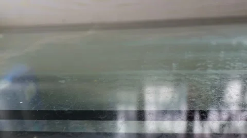 The dust on the glass coffee table is wiped away with a damp cloth. Stock Footage 330035643