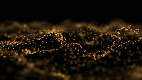 Dust Gold Particles, random motion of particles.On beatiful relaxing Background Stock Footage 208851941