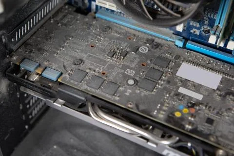 Dust inside the computer that must be removed to keep the PC running. Dirty c Stock Photos