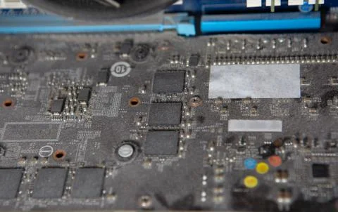 Dust inside the computer that must be removed to keep the PC running. Dirty c Foto stock