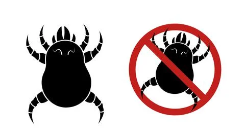 Dust mite black icon vector illustration. Microscopic dangerous insect Stock Illustration