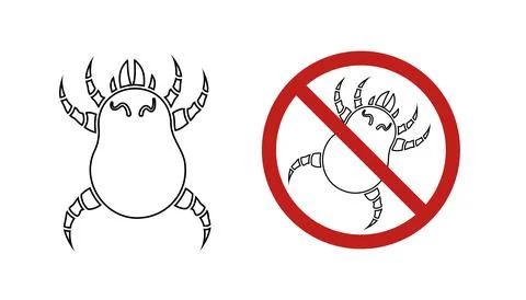 Dust mite outline icon vector illustration. Microscopic dangerous insect Stock Illustration