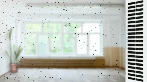 Dust or dirt from the ventilation grill in the office. 库存影片 147332687