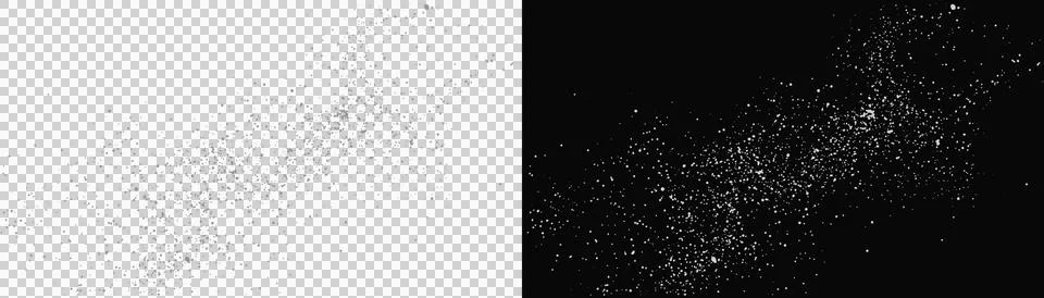 Dust particle explosion overlay isolated on black for cinematic debris effe.. Stock Illustration