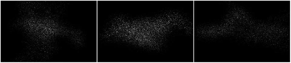 Dust particles effect vector splatter on black background texture. Dust overlay Illustrazione stock