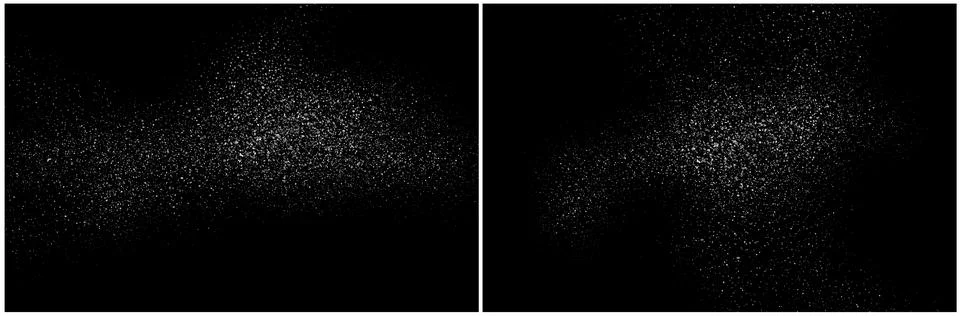 Dust particles effect vector splatter on black background texture. Dust overlay Stock Illustration