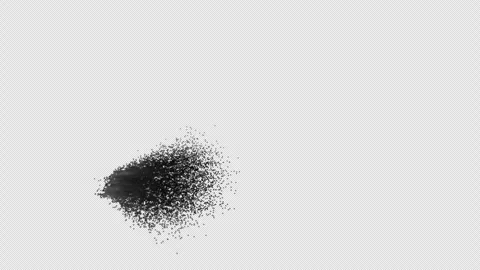 Dust particles explosion side top view, transparent background Stock Footage 253906814