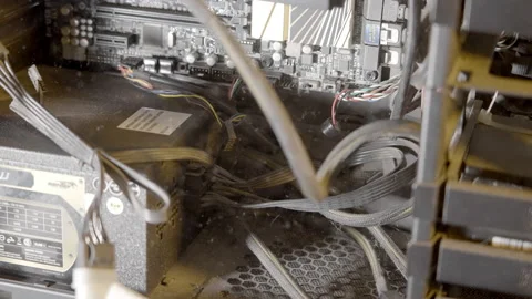 Dust particles floating inside a PC Stock Footage 158578876