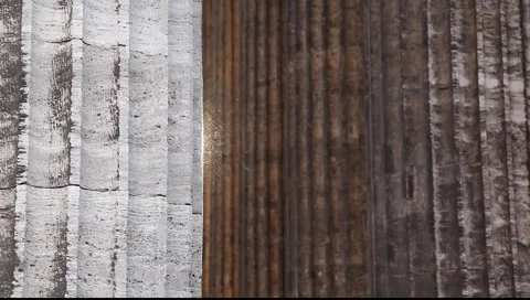 Dust particles flying in the beam of light between pillars. Stock Footage 6354293