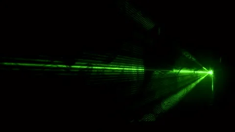Dust particles in green laser light beam from diffraction grating Stock Footage 164953915