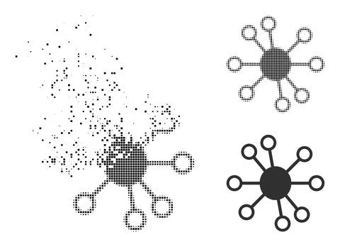Dust Pixel and Original Node Links Icon Illustrazione stock