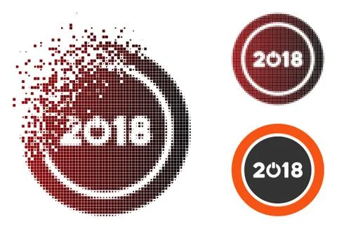 Dust Pixel Halftone 2018 Button Icon Stock Illustration