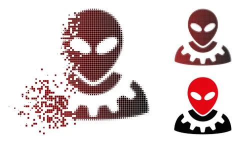Dust Pixel Halftone Alien Engineer Icon Stockillustratie