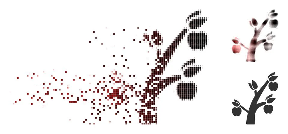 Dust Pixel Halftone Apple Tree Icon Stockillustratie