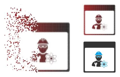 Dust Pixel Halftone Atomic Engineer Calendar Page Icon Stockillustratie